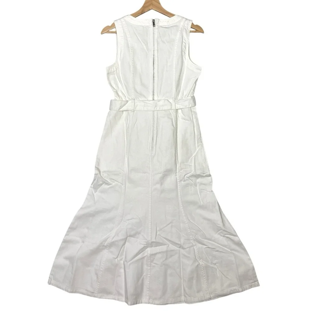 Sundance Poppy Denim Dress 4 White Western Coastal Cowgirl Casual Chic Cottage - Picture 3 of 9